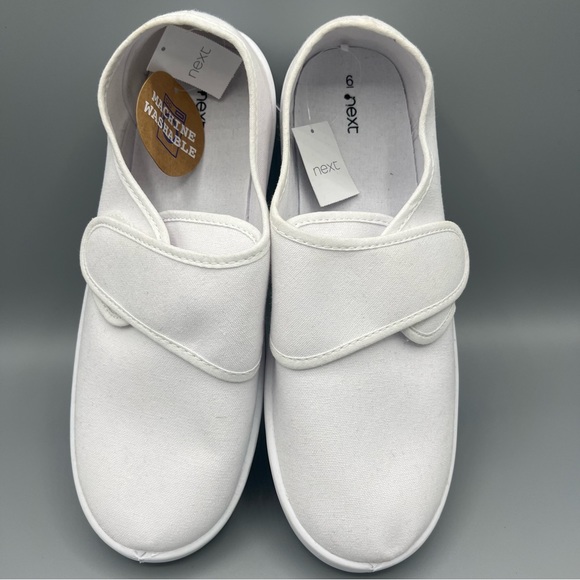 NEXT White Plimsolls Sneakers Canvas with Velcro Closure - UK size 6 - Picture 2 of 11